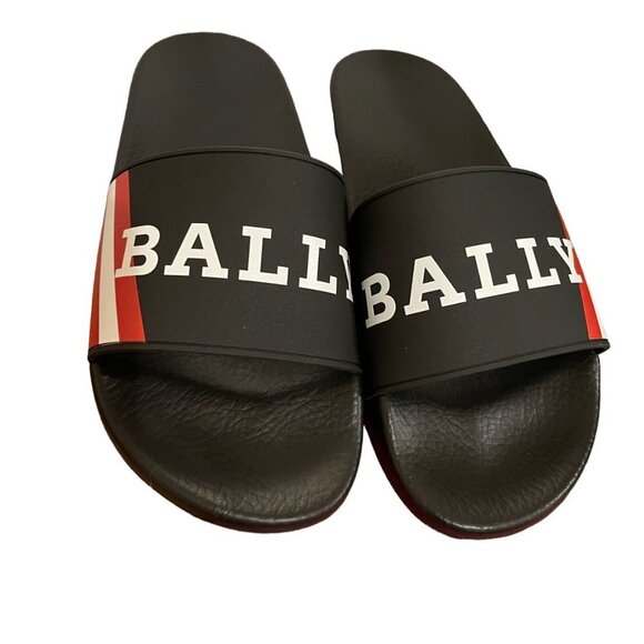 BALLY SIMON BLACK RUBBER LOGO SANDALS SLIDES SHOES -‎ MADE IN ITALY US 7 main image 6